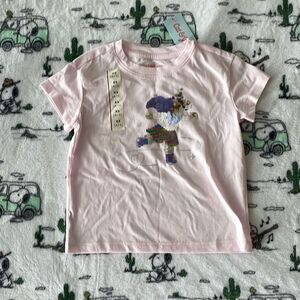 Cat & jack sequin skating unicorn short sleeve light pink t shirt size XS 4/5 ne